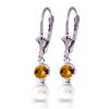 Genuine 5.2 ctw Citrine & Pearl Earrings Jewelry 14KT White Gold - REF-35H9X