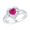 Image 1 : 1.04 CTW Lab-Created Ruby Heart Love Ring 10K White Gold