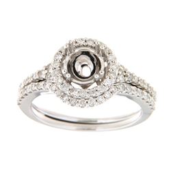 14K White Gold 0.64CTW Diamond Wedding Ring Set - REF-124F6M