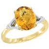 Image 1 : Natural 2.41 ctw Whisky-quartz & Diamond Engagement Ring 14K Yellow Gold - REF-33N3G