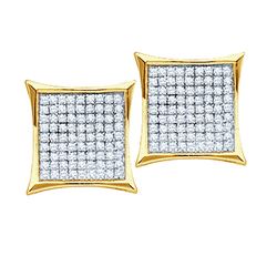 0.15 CTW Natural Diamond Square Cluster Earrings 10K Yellow Gold