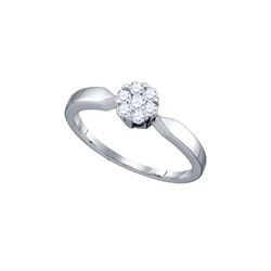 0.25 CTW Flower Cluster Natural Diamond Bridal Engagement Ring 10K White Gold