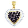1 CTW Cognac-brown Colored Diamond Heart Love Anniversary Cluster Pendant 10K Yellow Gold