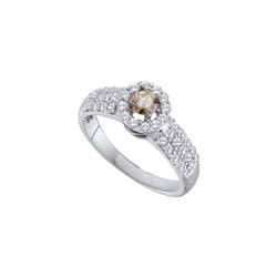 0.75 CTW Cognac-brown Champagne Solitaire Diamond Engagement Ring 14K White Gold
