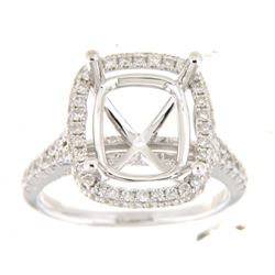 14K White Gold 0.81CTW Ladies Diamond Ring - REF-110F7M