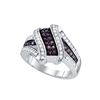 Image 1 : 0.55 CTW Cognac-brown Colored Diamond Ribbon Crossover Cocktail Fine Ring 10K White Gold