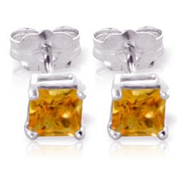 Genuine 0.70 ctw Citrine Earrings Jewelry 14KT White Gold - REF-18R2P