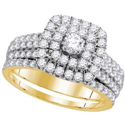 1.75 CTW Natural Diamond Certified Double Halo Bridal Engagement Ring 14K Yellow Gold