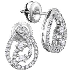 0.25 CTW Natural Diamond 2-stone Teardrop Screwback Earrings 10K White Gold