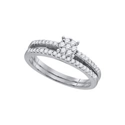 0.33 CTW Natural Diamond Slender Cluster Bridal Engagement Ring 10K White Gold