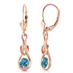 Genuine 1.30 ctw Blue Topaz Earrings Jewelry 14KT Rose Gold - REF-49K3V