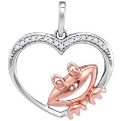 0.05 CTW Natural Diamond Heart Love Frog Pendant 10K Multi-Tone Gold