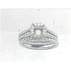 14K White Gold 1.39CTW Diamond Wedding Ring Set - REF-172R4K