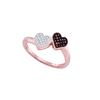 Image 1 : 0.1 CTW Red Colored Diamond Heart Love Ring 10K Rose Gold