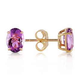 Genuine 1.80 ctw Amethyst Earrings Jewelry 14KT Yellow Gold - REF-16T3A