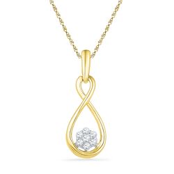 0.13 CTW Natural Diamond Infinity Cluster Pendant 10K Yellow Gold