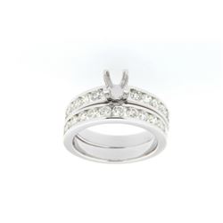 14K White Gold 1.65CTW Diamond Wedding Ring Set - REF-229M5F