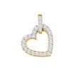 Image 1 : 0.25 CTW Pave-set Natural Diamond Small Dangling Heart Pendant 14K Yellow Gold