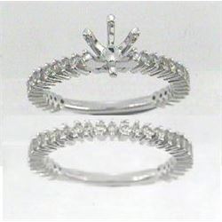 14K White Gold 0.88CTW Diamond Wedding Ring Set - REF-91H6W