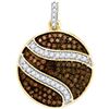 Image 1 : 0.75 CTW Cognac-brown Colored Diamond Circle Cluster Pendant 10K Yellow Gold