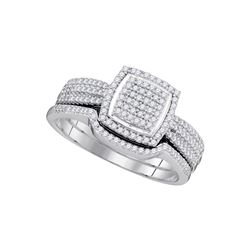 0.49 CTW Natural Diamond Square Cluster Bridal Engagement Ring 10K White Gold