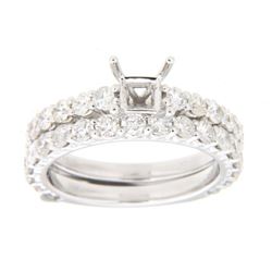 14K White Gold 2.09CTW Diamond Wedding Ring Set - REF-214K5R