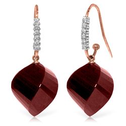 Genuine 30.68 ctw Ruby & Diamond Earrings Jewelry 14KT Rose Gold - REF-67R3P