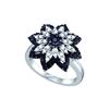 Image 1 : 0.85 CTW Black Colored Diamond Flower Cluster Ring 10K White Gold