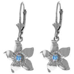 Genuine 0.20 CTW Blue Topaz Earrings Jewelry 14KT White Gold - REF-65P6H