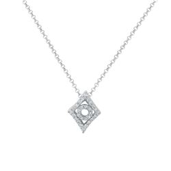0.1 CTW 18K White Gold Ladies Slider with Chain - REF-28N2A
