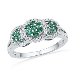 0.43 CTW Lab-Created Emerald Diamond Cluster Ring 10K White Gold