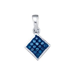 0.05 CTW Blue Colored Diamond Square Pendant 10K White Gold