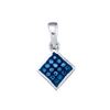 Image 1 : 0.05 CTW Blue Colored Diamond Square Pendant 10K White Gold