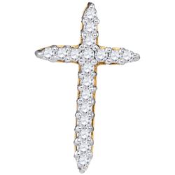 0.25 CTW Natural Diamond Cross Faith Pendant 10K Yellow Gold