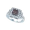 Image 1 : 0.5 CTW Cognac-brown Colored Diamond Square Cluster Ring 10K White Gold