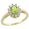 Image 1 : Natural 0.67 ctw Peridot & Diamond Engagement Ring 14K Yellow Gold - REF-48A6V