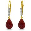 Image 1 : Genuine 17.75 ctw Ruby & Diamond Earrings Jewelry 14KT Yellow Gold - REF-41R6P