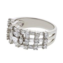 18K WhiteGold 1.63CTW Baguette Fashion Ring - REF-213R5K