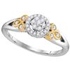 Image 1 : 0.25 CTW Natural Diamond Cluster Millgrain Bridal Engagement Ring 10K Multi-Tone Gold