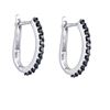 Image 1 : 0.35 CTW Black Colored Diamond Slender Oblong Hoop Earrings 14K White Gold