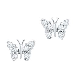 0.2 CTW Natural Diamond Butterfly Stud Earrings 10K White Gold