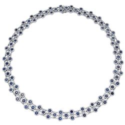 14KWhiteGold 26.09CTW Sapphire & Diamond Necklace - REF-1171A7N