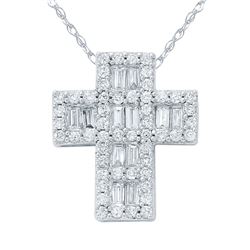 Genuine 1 TCW 14K White Gold Ladies Necklace - REF-134K5R