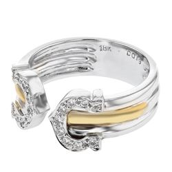 18K Two Tone Gold 0.18CTW Diamond Fashion Ring - REF-72Y3X