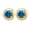Image 1 : 0.25 CTW Blue Colored Diamond Solitaire Stud Earrings 10K Yellow Gold