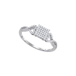 0.18 CTW Natural Diamond Square Cluster Ring 10K White Gold
