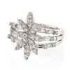 Image 1 : Flower w/ 3-way Split Shank Diamond Ring in 18K White Gold - REF-162X5Y