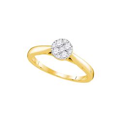 0.25 CTW Natural Diamond Larissa Cluster Bridal Engagement Ring 14K Yellow Gold