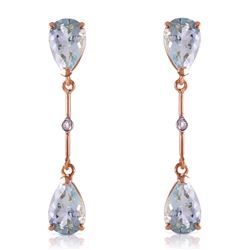 Genuine 6.01 ctw Aquamarine & Diamond Earrings Jewelry 14KT Rose Gold - REF-50W2Y