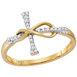 0.1 CTW Natural Diamond Cross Faith Band 10K Yellow Gold